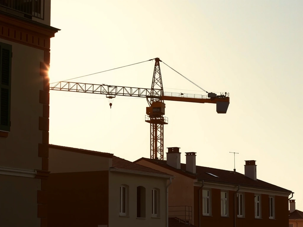 Grue au-dessus des toits de Saint-Tropez